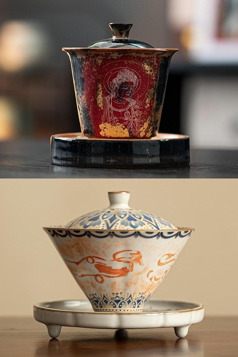 ceramic tea cups oriental design